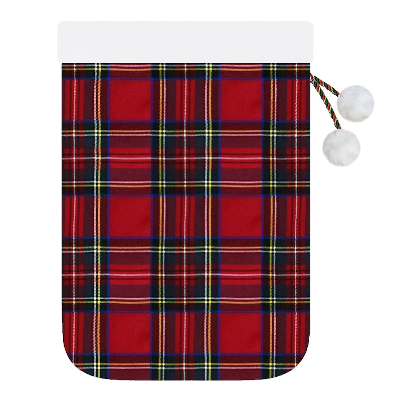 Haute Decor 28" Red Plaid Drawstring Christmas Santa Bag