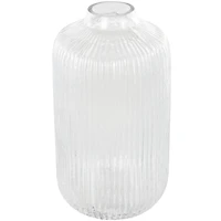11" Clear Glass Ribbed Fluted Decorative Vase
