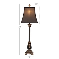 34.5" Tuscan Black Polystone Fleur-De-Lis Buffet Lamp
