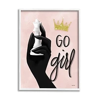 Stupell Industries Go Girl Chess Piece White Framed Wall Art