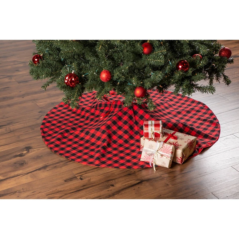 DII® Red & Black Buffalo Check Holiday Tree Skirt 