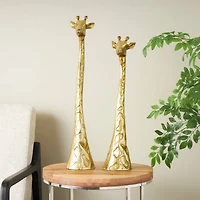 Gold Aluminum Giraffe Sculpture Set