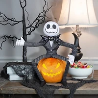 16.5" Jack Skellington on Jack-O'-Lantern Halloween Greeter
