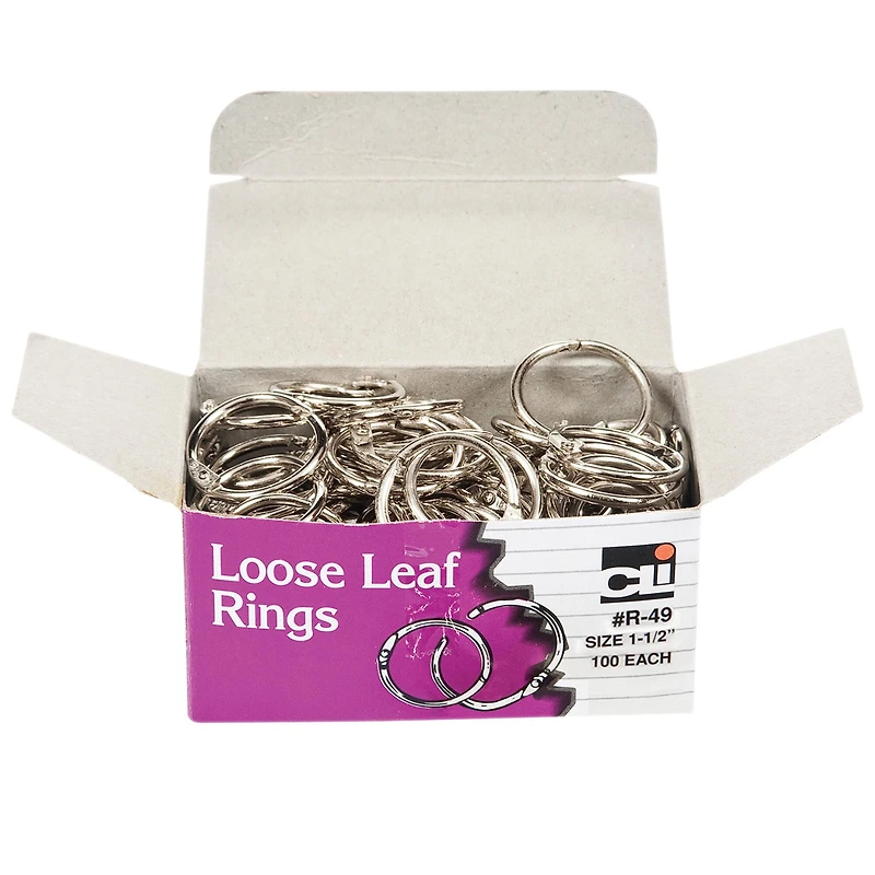 Charles Leonard 1.5" Loose Leaf Book Rings, 2 boxes of 100