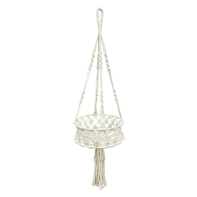 30.5" White Macrame Hanging Basket with Tassel by Ashland®