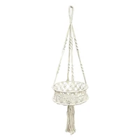 30.5" White Macrame Hanging Basket with Tassel by Ashland®