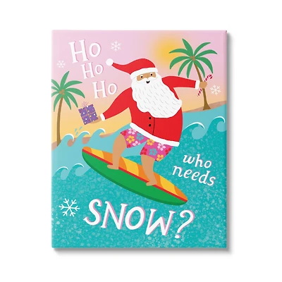 Stupell Industries Who Needs Snow Surfing Santa Canvas Wall Art