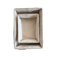 Hello Honey® Large Natural Rectangular Hemp Fiber & Metal Bin with Cotton Canvas Lining & Handle