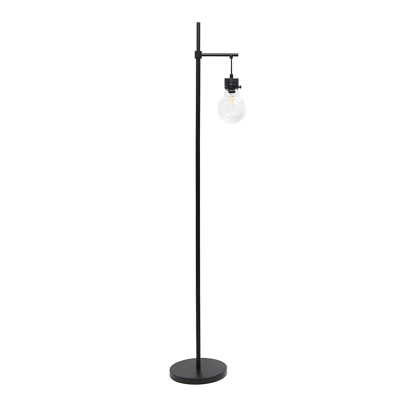 Lalia Home 5ft. Black Matte 1 Light Beacon Floor Lamp with Clear Glass Shade