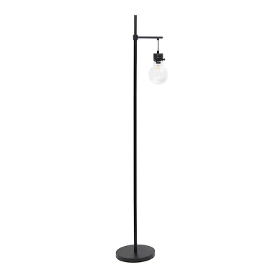 Lalia Home 5ft. Black Matte 1 Light Beacon Floor Lamp with Clear Glass Shade