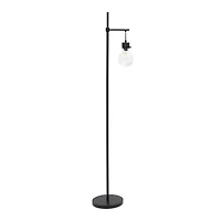 Lalia Home 5ft. Black Matte 1 Light Beacon Floor Lamp with Clear Glass Shade