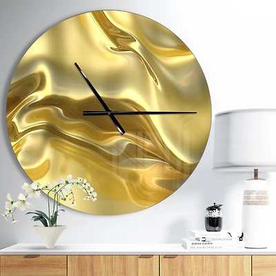 Designart 'Golden Cloth Texture Modern Wall Clock