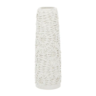 White Ceramic Contemporary Vase, 17" x 6" x 6"
