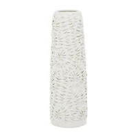 White Ceramic Contemporary Vase, 17" x 6" x 6"