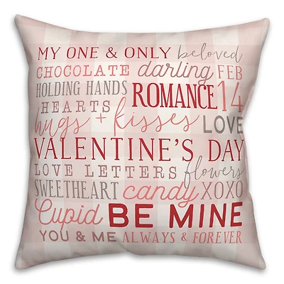 Valentine's Day Words Throw Pillow