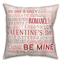 Valentine's Day Words Throw Pillow