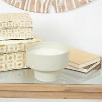 White Wax White Sage Scented Candle with Elevated Matte Light Gray Container