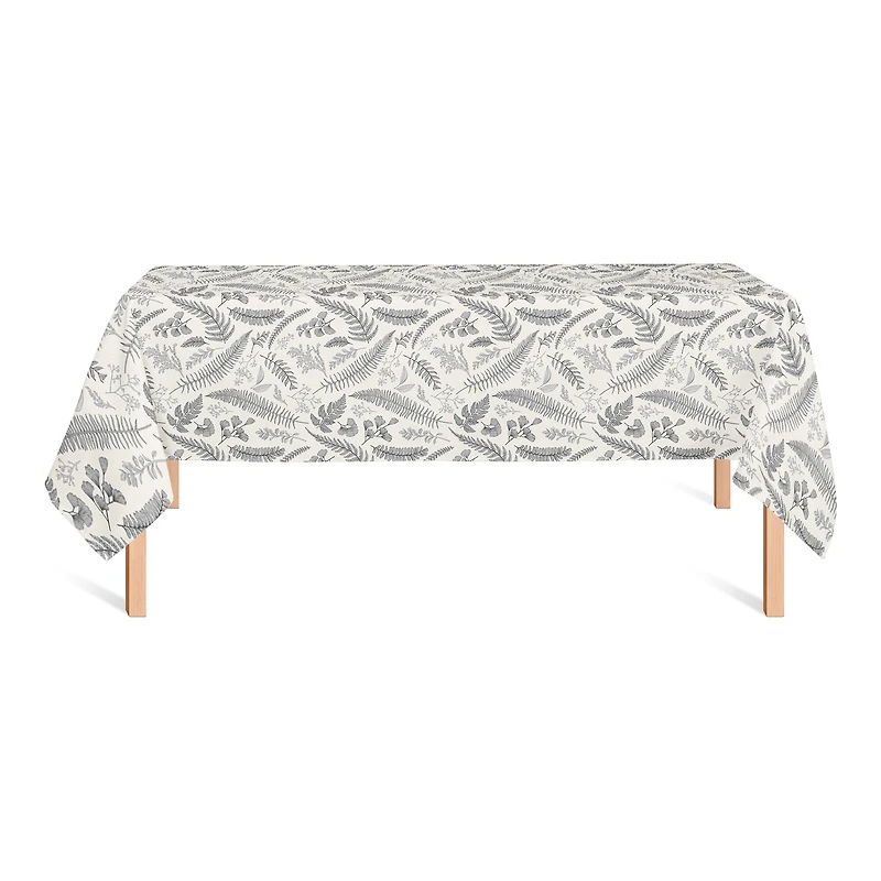 Gray Botanical Pattern Cotton Tablecloth