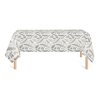 Gray Botanical Pattern Cotton Tablecloth