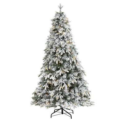 5ft. Pre-Lit Flocked Vermont Mixed Pine Artificial Christmas Tree, Clear LED Lights