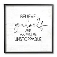 Stupell Industries Believe In Yourself Inspirational Sentiments Distressed Charm Black Framed Wall Art