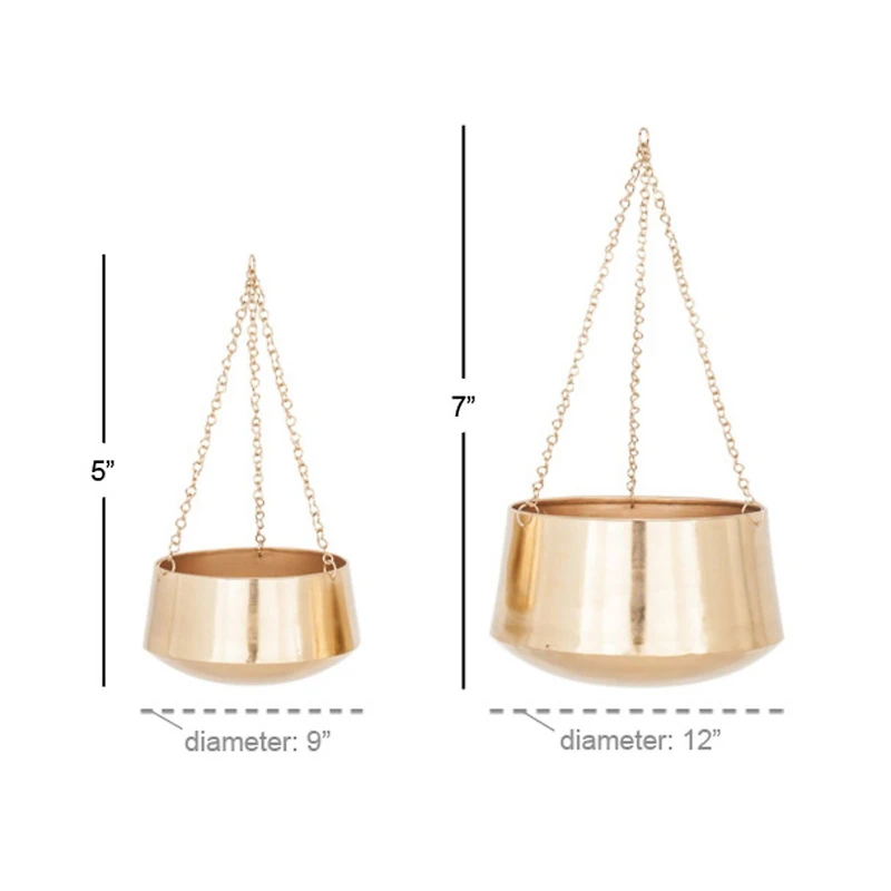 Gold Metal Glam Hanging Planter Set