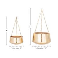 Gold Metal Glam Hanging Planter Set