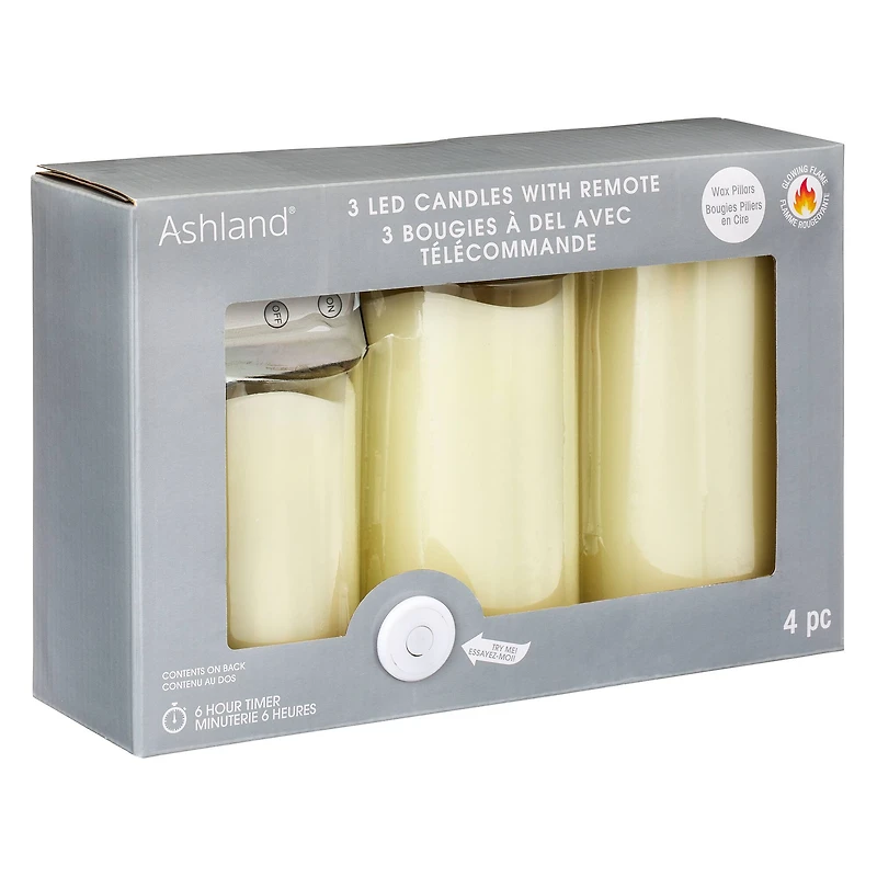 LED Flame Pillar Candle Set by Ashland®