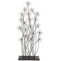 5ft. Black Metal Tall Floral Sculpture with Crystal Embellishments