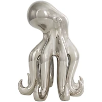 12" Silver Ceramic Octopus Sculpture