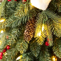 Glitzhome® 4FT Oversized Christmas Woodland Santa with 5FT Lighted Green Artificial Christmas Tree