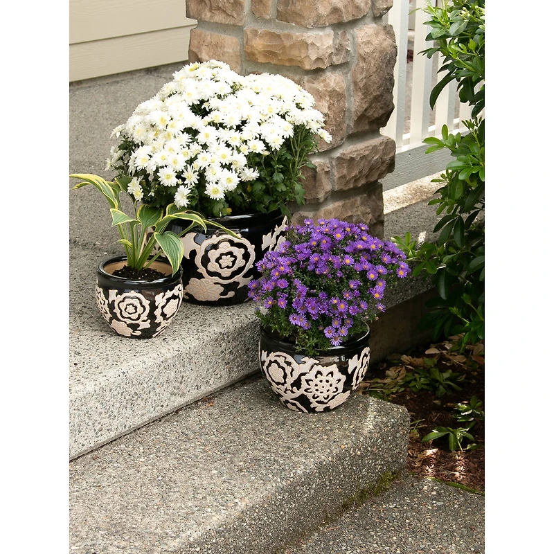 Floral Nights Ceramic Planter Set