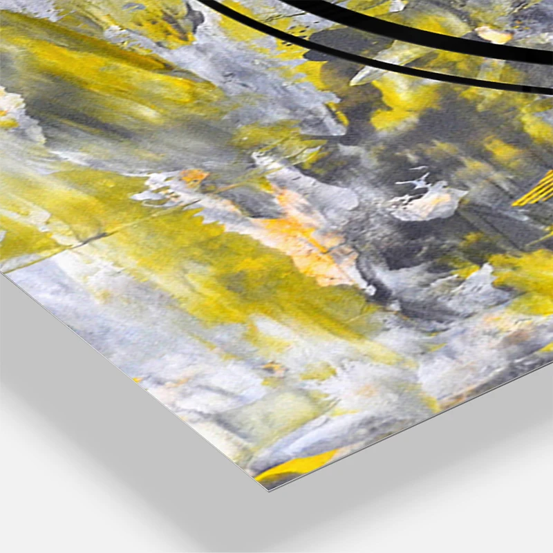 Designart Gray & Yellow Abstract Pattern Modern 3 Panel Wall Clock