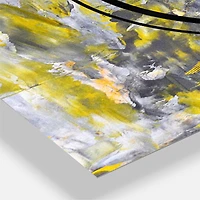 Designart Gray & Yellow Abstract Pattern Modern 3 Panel Wall Clock