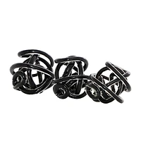 Black Knotted Ball Glass Sculpture Set
