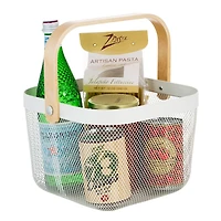 Simplify White Mesh Tote with Bamboo Handle