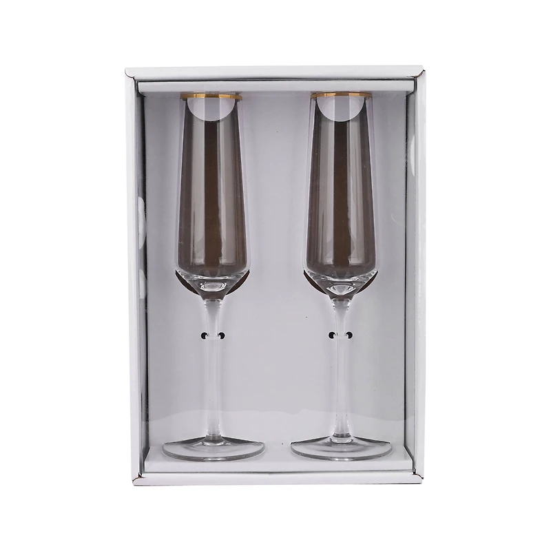 6oz. Clear Flute Glasses with Gold Rim, 2ct. by Celebrate It™