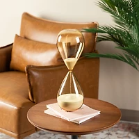 Glitzhome® 13.5" Modern Double-Layered Amber Hourglass with White Sand