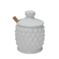 Hello Honey® 5" White Ceramic Hobnail Style Honey Jar Set