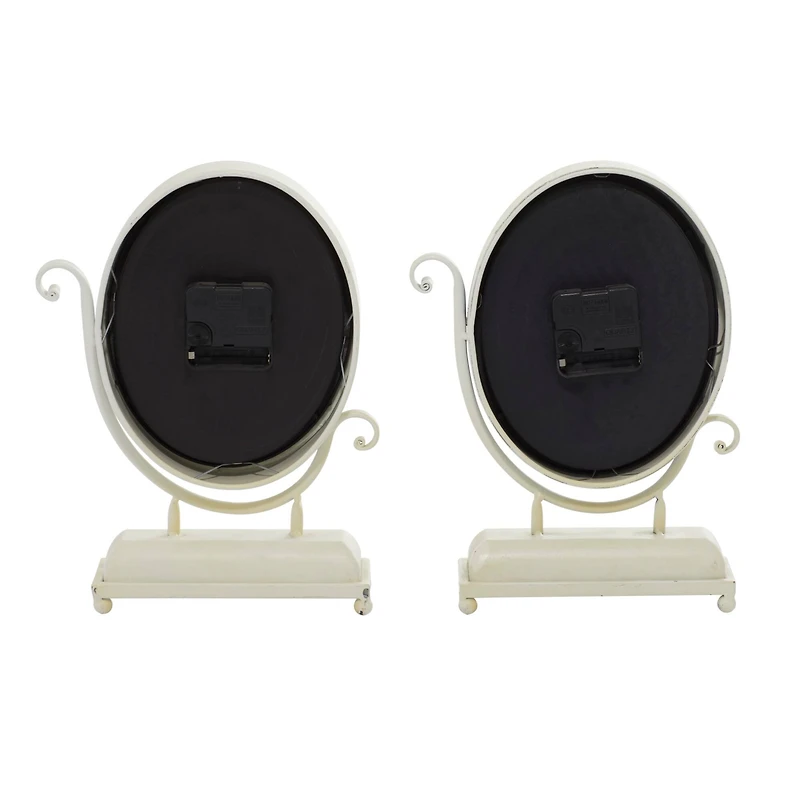12" Black & White Metal Oval Clock Set