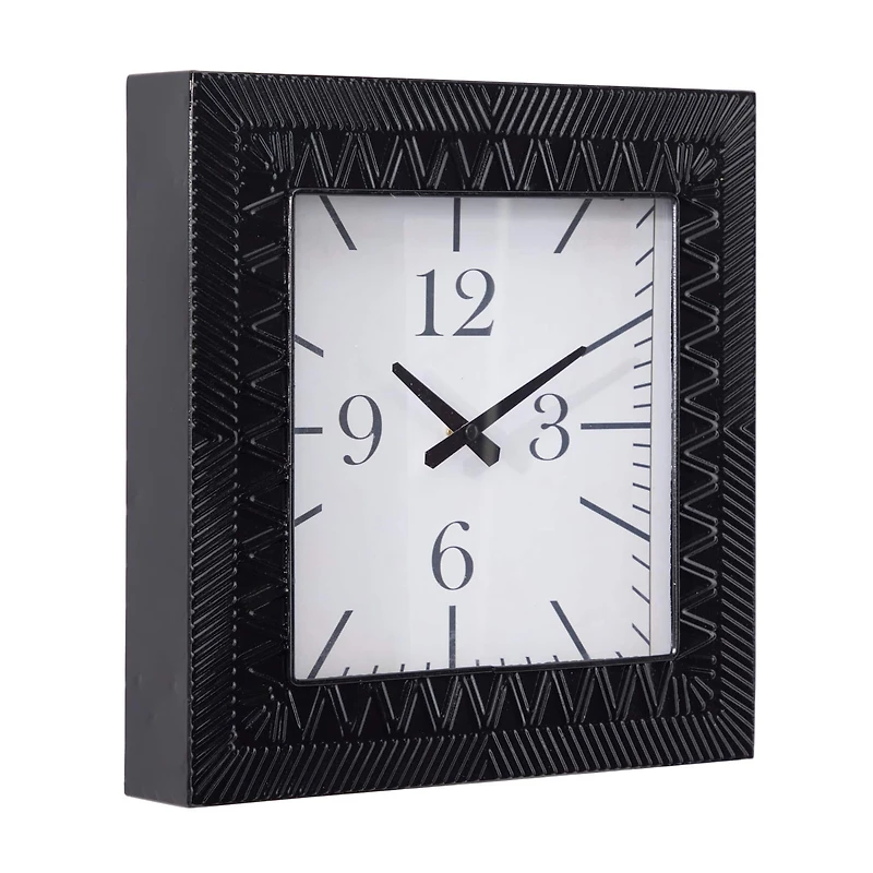 Black Metal Modern Wall Clock, 12" x 3" x 12"