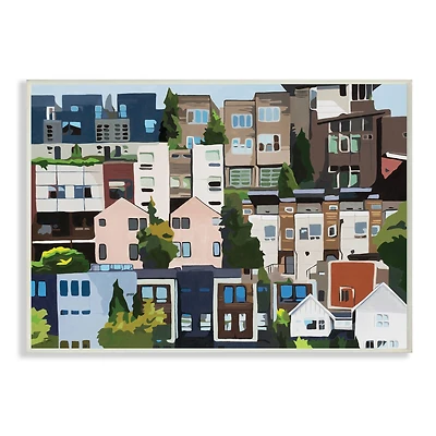 Stupell Industries Urban Apartments Cityscape Colorful Abstract Trees Wall Plaque