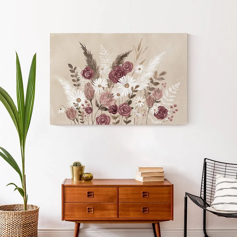 Boho Flowers 36" x 24" Canvas Wall Art