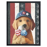 18" x 24" Patriotic Ice Cream Pup Framed Print