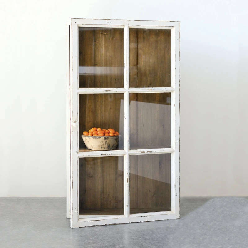Hello Honey® 3ft. Antique White Wood Wall Cabinet with 3 Shelves