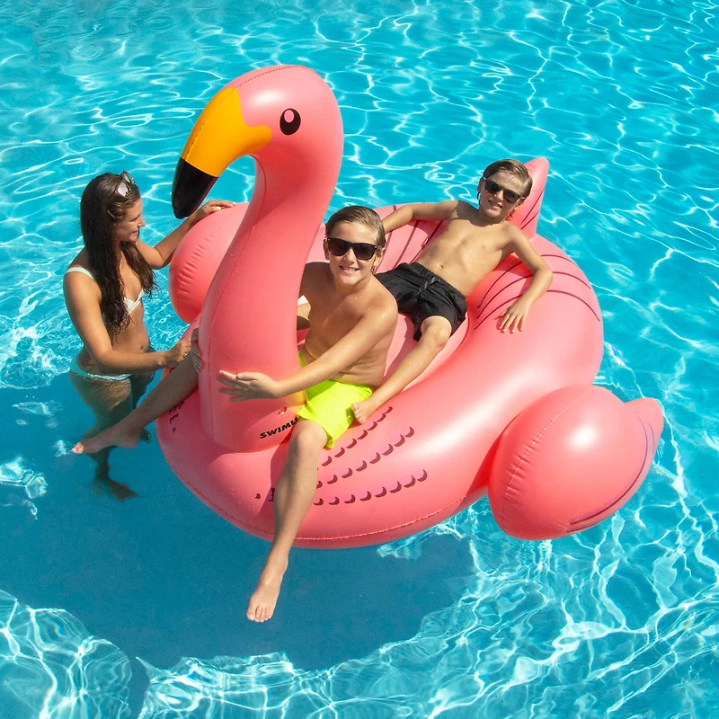Swim Central 78" Inflatable Pink Giant Flamingo Swimming Pool Ride-On Float