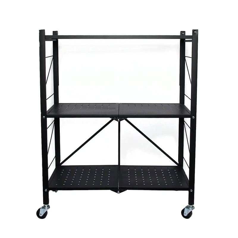 Household Essentials 34" Black Metal 3-Tier Foldable Utility Rack