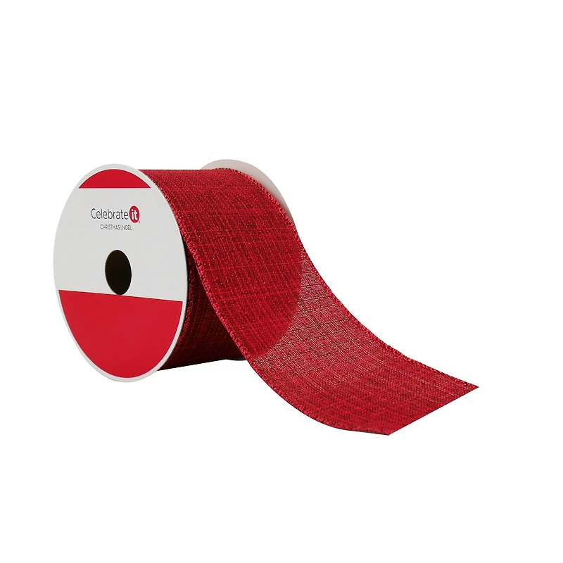 2.5" x 20ft. Burgundy Wired Faux Linen Ribbon by Celebrate It®