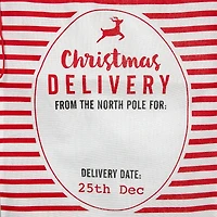 27" Beige & Red Striped Christmas Delivery Tie Gift Bag