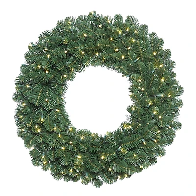 36" Warm White LED Oregon Fir Double Door Wreath Halves